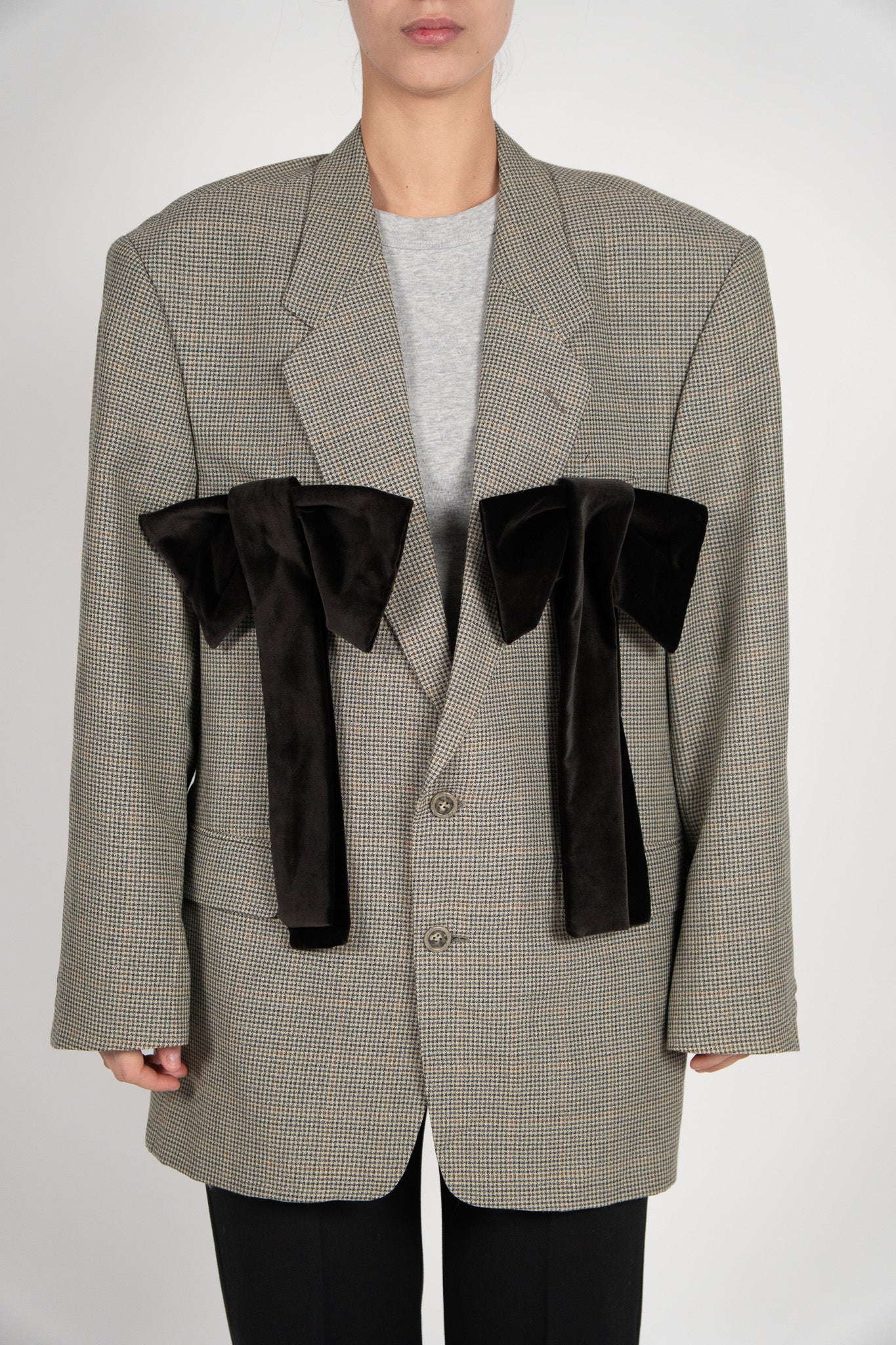 Sacou Lână Bej cu funde