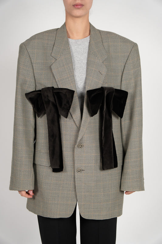 Sacou Lână Bej cu funde