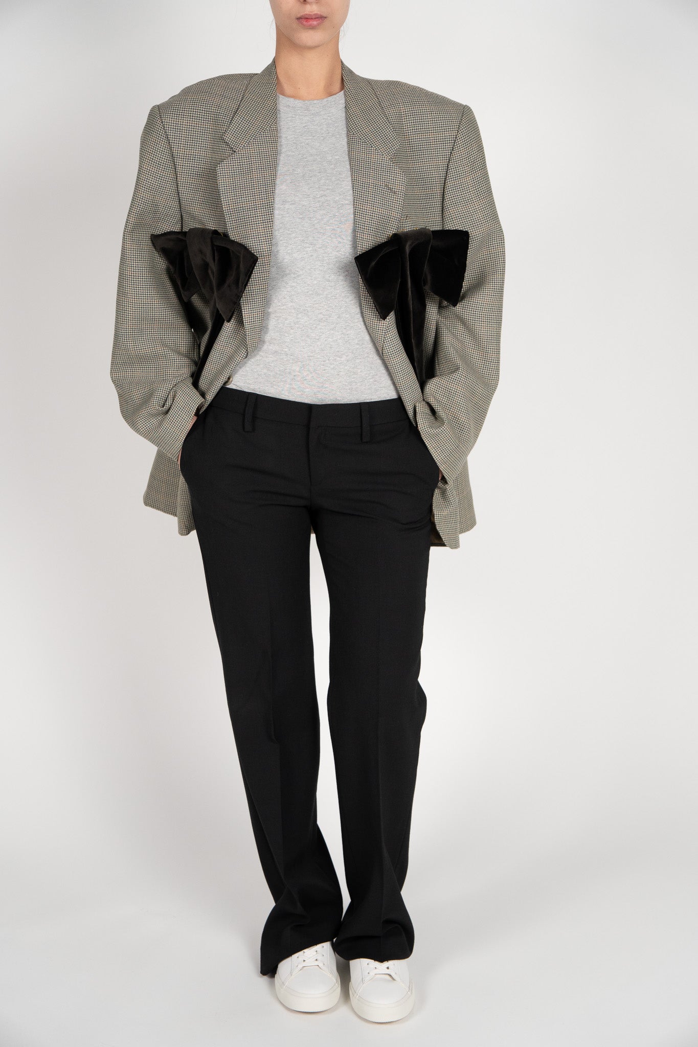 Sacou Lână Bej cu funde