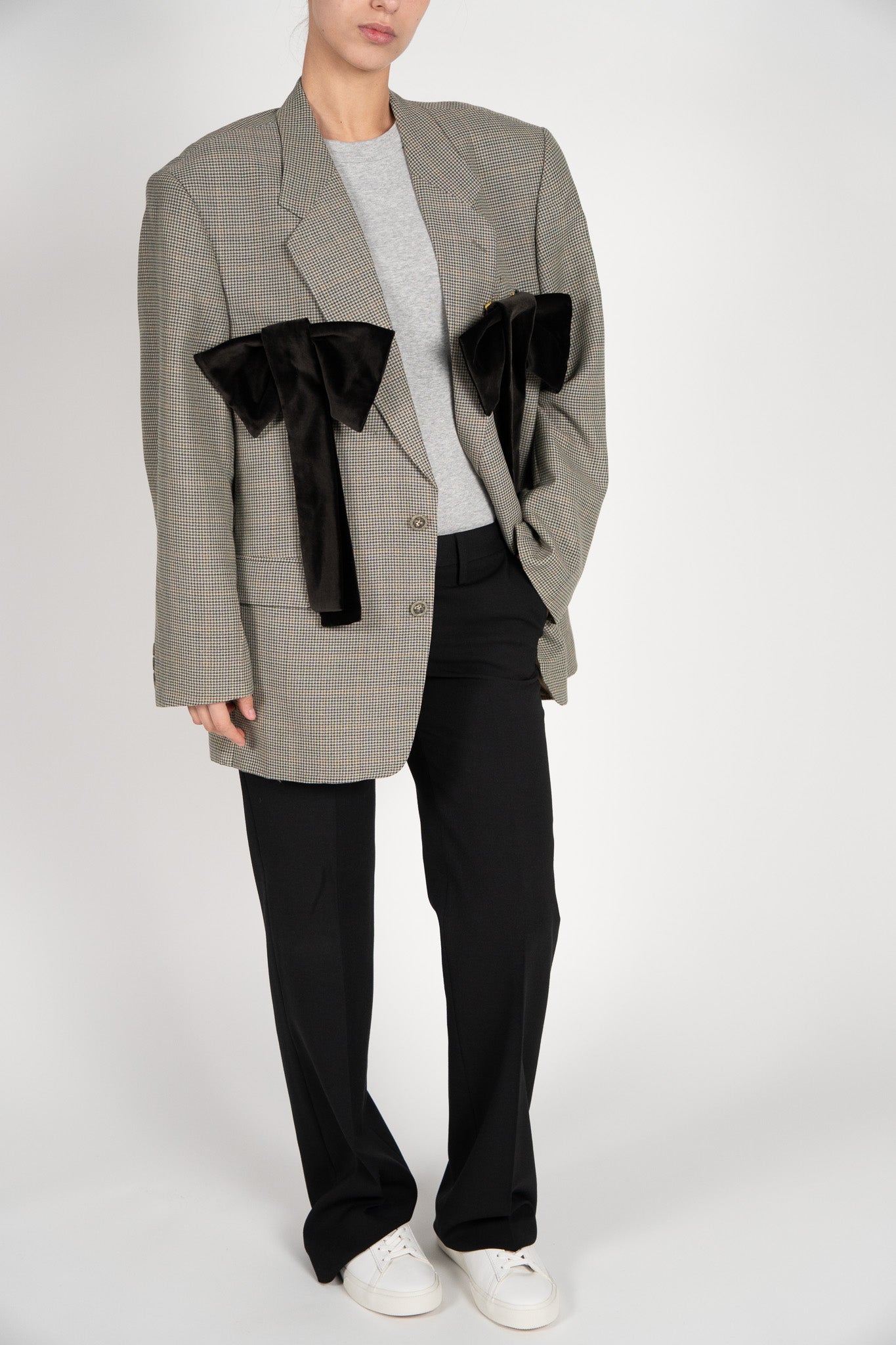 Sacou Lână Bej cu funde