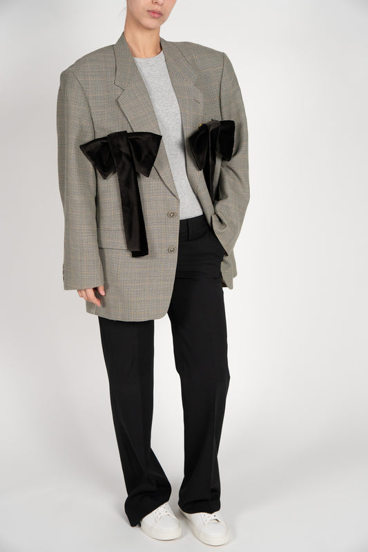 Sacou Lână Bej cu funde